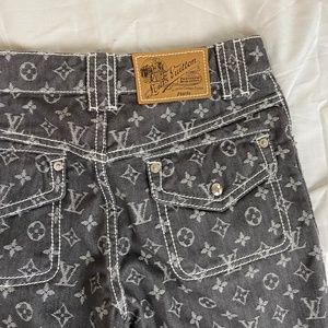 Black Louis Vuitton Denim Monogram Capri Pants